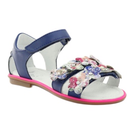 Bartek Sandalki Gladiatikki 16168 Cornflower decorated with flowers blue 1