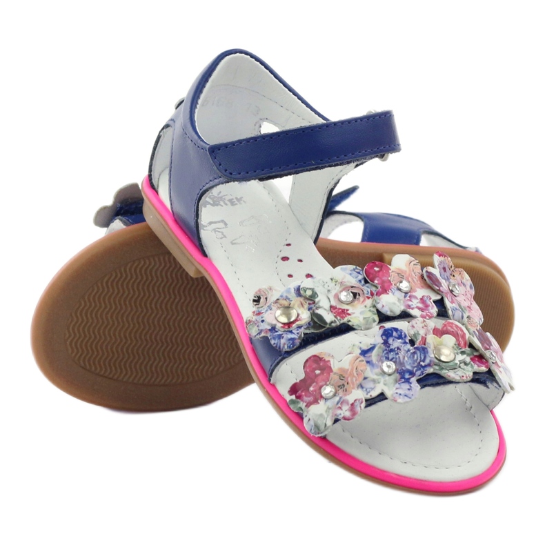 Bartek Sandalki Gladiatikki 16168 Cornflower decorated with flowers blue 3