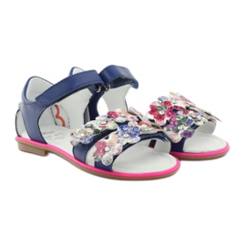 Gladiator sandals Bartek 19168 navy blue multicolored pink multicolored 4