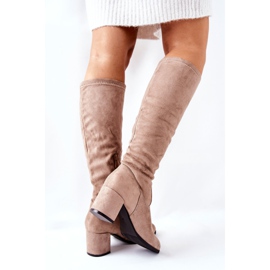 Vinceza Women's Boots On High Heel Suede Beige Newferry 1