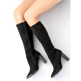 Clara Black suede heel boots 2