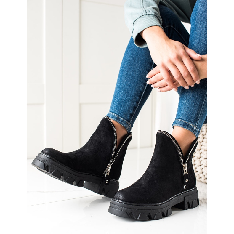 Sweet Shoes Suede Booties With A Zipper black 1