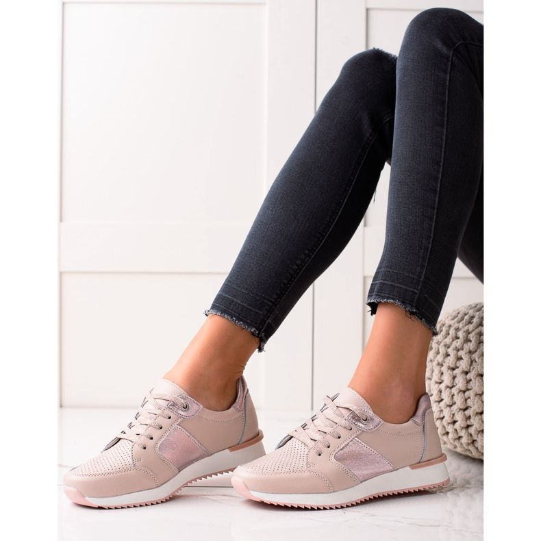 VINCEZA Leather Powder Sneakers pink 1 VINCEZA Leather Powder Sneakers pink 1