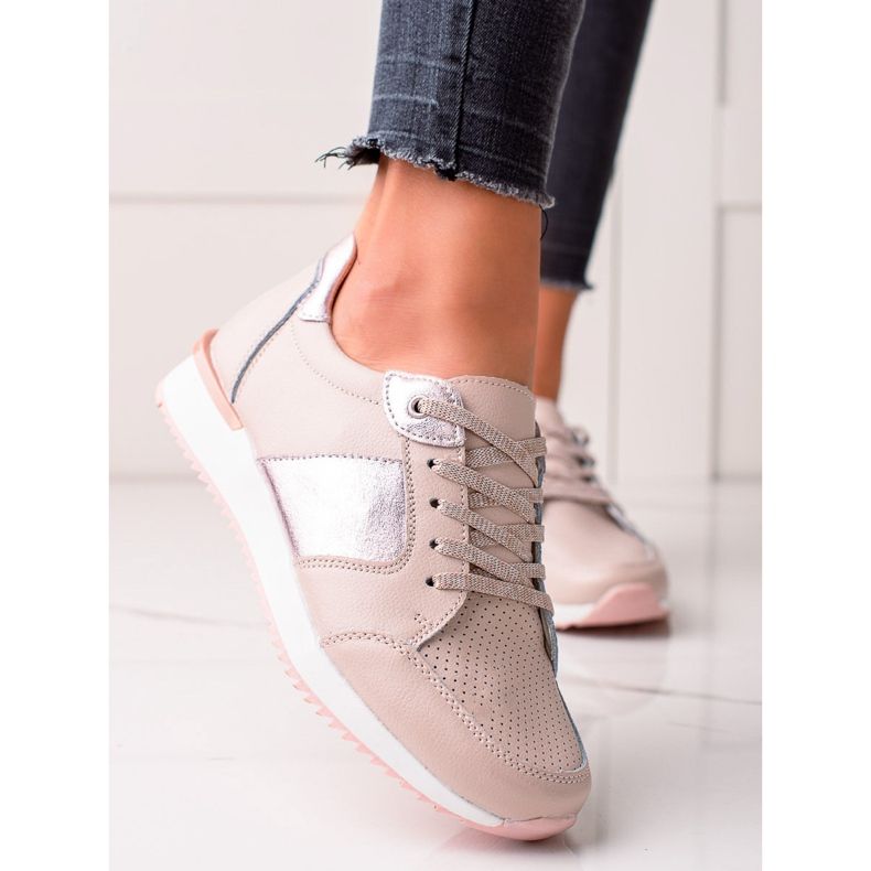 VINCEZA Leather Powder Sneakers pink 2 VINCEZA Leather Powder Sneakers pink 2