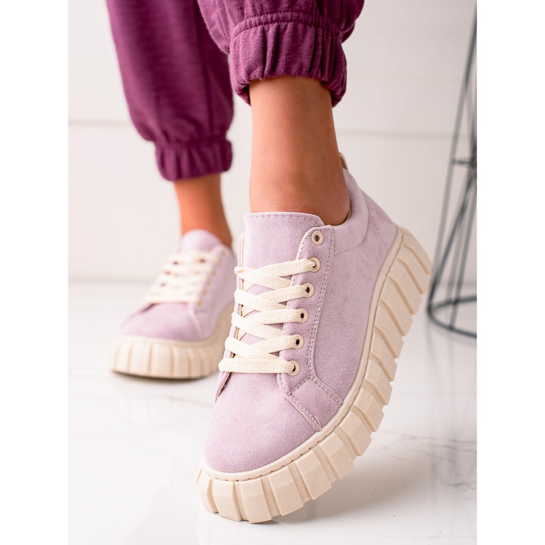 Sweet Shoes Suede Sneakers On The Platform purple 1