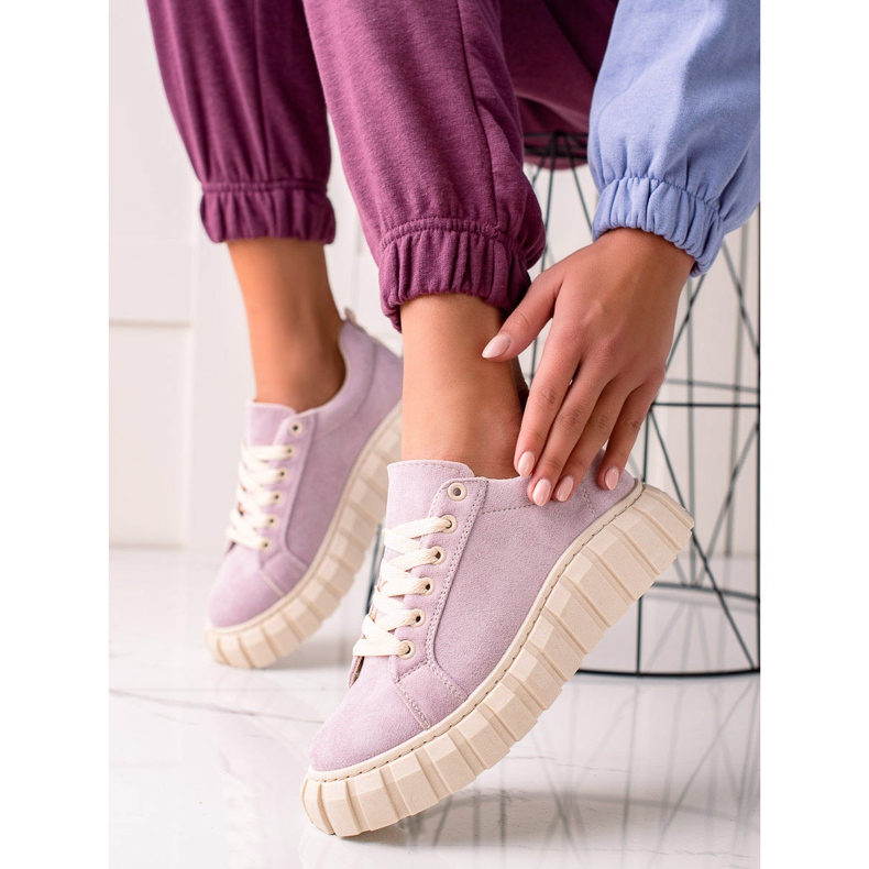Sweet Shoes Suede Sneakers On The Platform purple 2