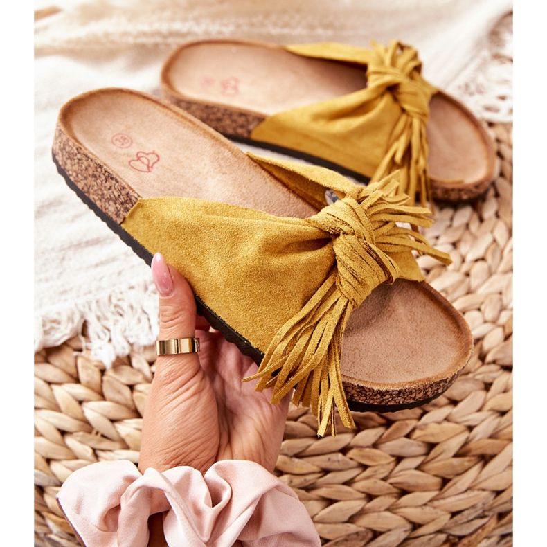FW1 Yellow Taryne Cork Sole Flip-Flops 1