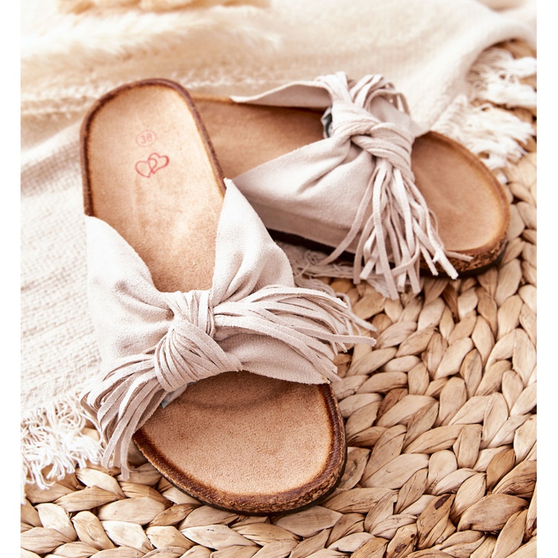 FW1 Taryne Beige Cork Sole Slippers 2