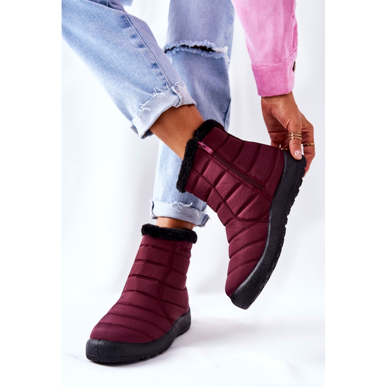 PE1 Women's insulated snow boots Burgundy Mezyss red 2
