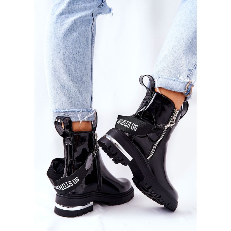 PS1 Leather Lacquered Warm Boots With Zipper Black Cortona 2