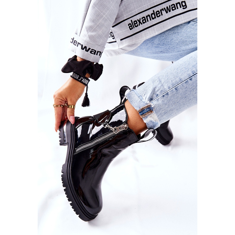 PS1 Leather Lacquered Warm Boots With Zipper Black Cortona 1