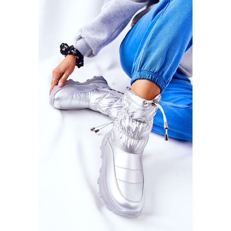 PE1 Women's Silver Starbone Warm Snow Boots With Zipper 2