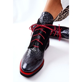 PA2 Leather Booties Alligator pattern Black Laorelia red 1