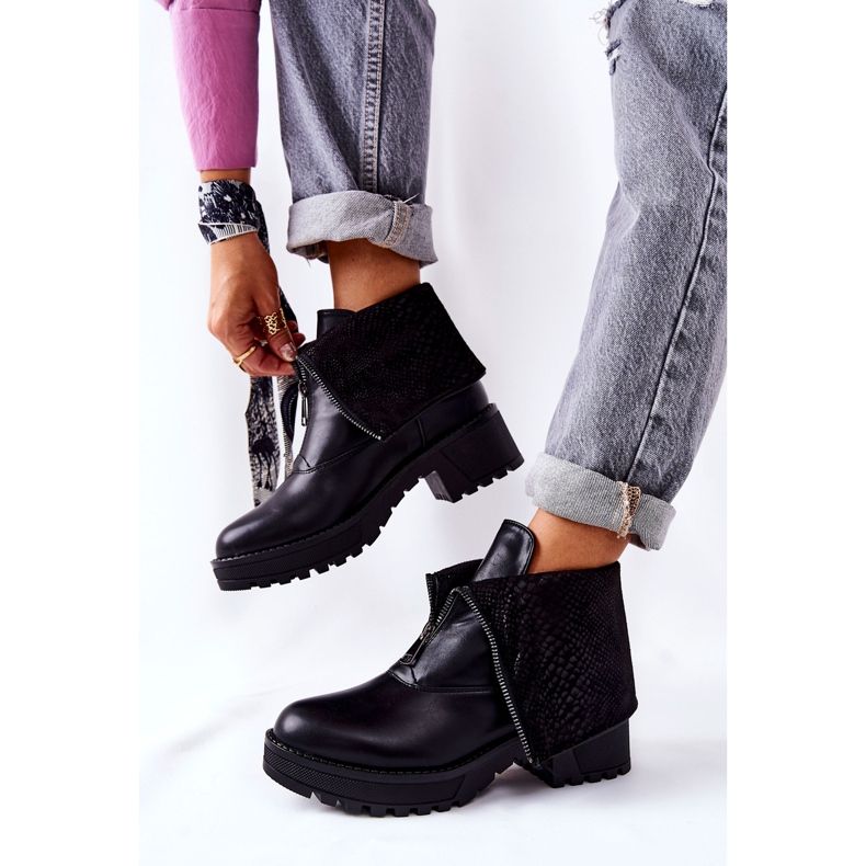 Vinceza Leather Boots On High Heel Black Challonte 2