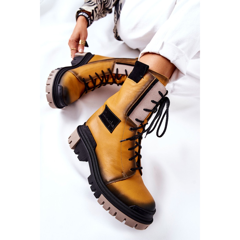 Leather Boots Warm Boots Maciejka Yellow 05113-07 black golden 2