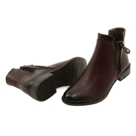 Leather Booties Daszyński AM65-91 Burgundy black red 3