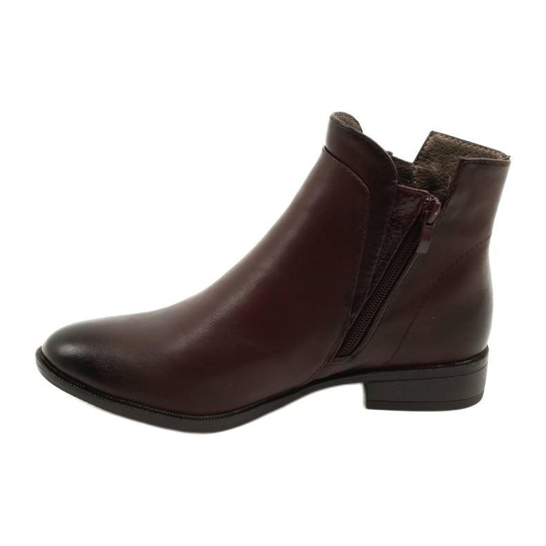 Leather Booties Daszyński AM65-91 Burgundy black red 1