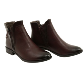 Leather Booties Daszyński AM65-91 Burgundy black red 5