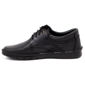 Olivier Men's casual leather shoes 7095 black grain 1
