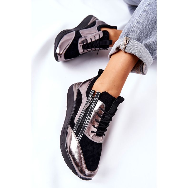 POTOCKI Leather Sport Shoes Sneakers Black Silver Minor 2 POTOCKI Leather Sport Shoes Sneakers Black Silver Minor 2
