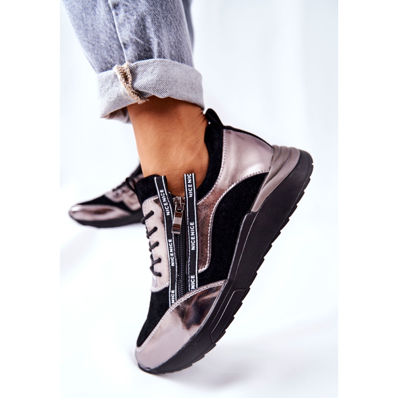 POTOCKI Leather Sport Shoes Sneakers Black Silver Minor 1 POTOCKI Leather Sport Shoes Sneakers Black Silver Minor 1