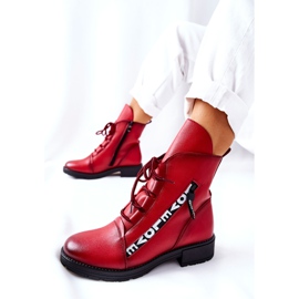 POTOCKI Leather Booties With A Decorative Red Lomessa Zipper 2