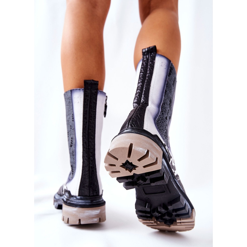 High Maciejka Leather Boots Black-White 05141-11 1