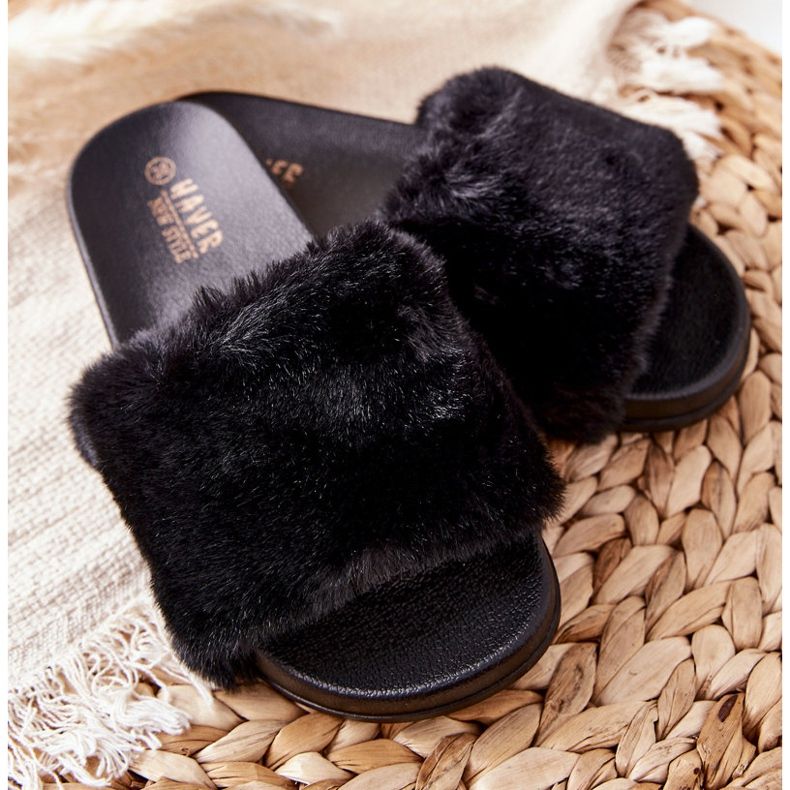 PH1 Shaped Rubber Slippers With Black Emmie Fur 2 PH1 Shaped Rubber Slippers With Black Emmie Fur 2