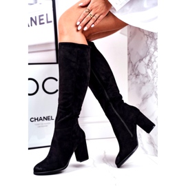 S.Barski Women's Boots On Heel Suede Black Many Times 3 S.Barski Women's Boots On Heel Suede Black Many Times 3