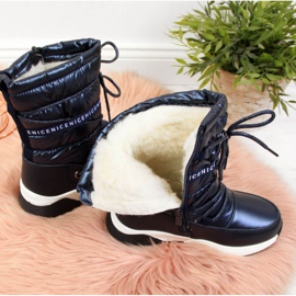 Waterproof snow boots Jr EVE324A navy blue white 2