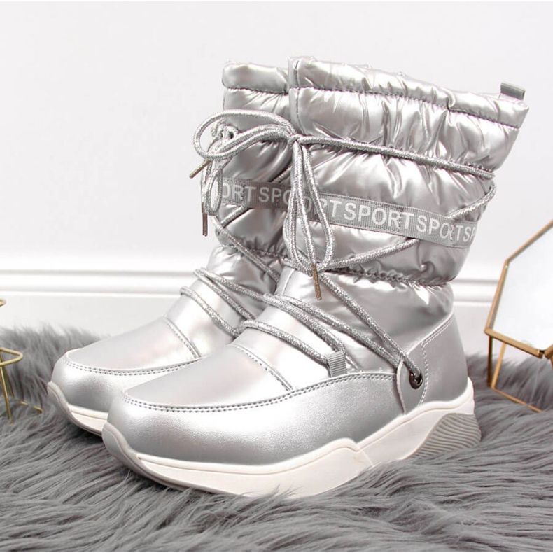 Waterproof snow boots Jr EVE324B silver white 1