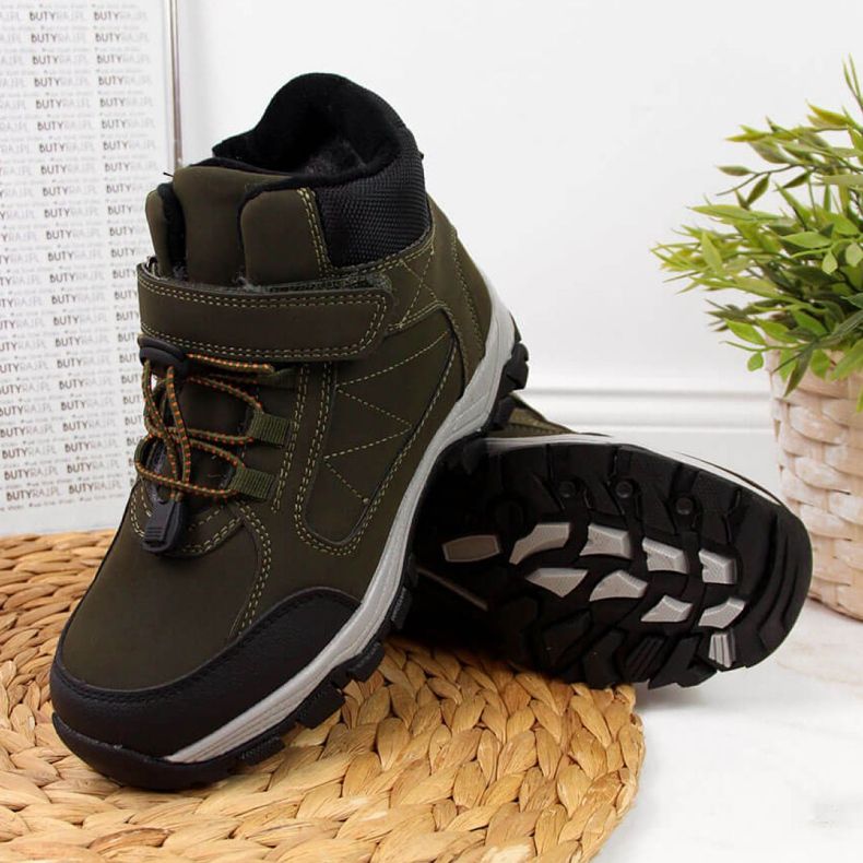 Insulated trekking shoes Jr EVE321C khaki white green 1