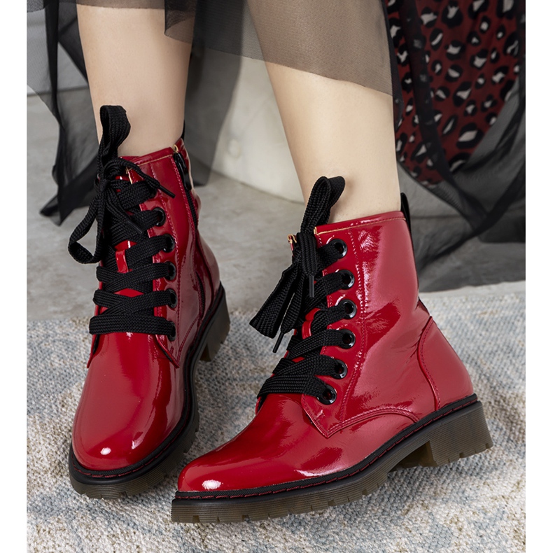 Delphine red patent leather boots 1