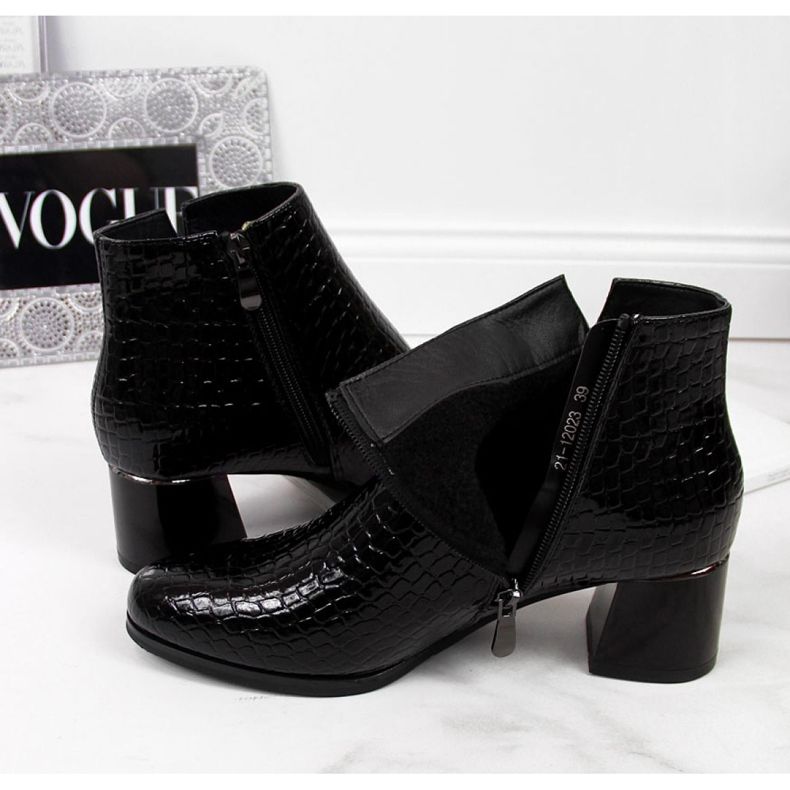 High-heeled boots with snake skin Potocki W WOL30A black 1