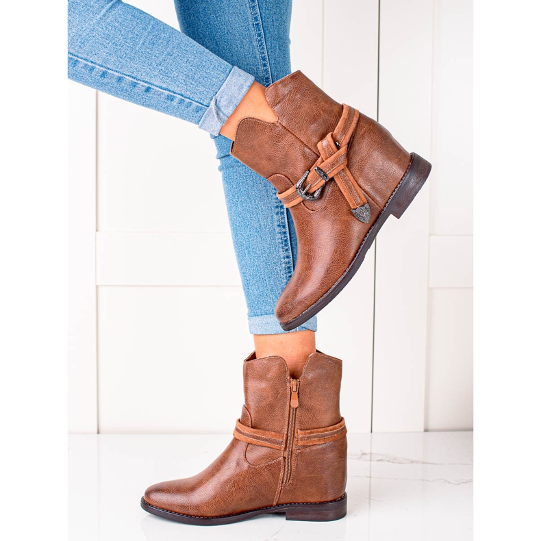 TRENDI Stylish wedge boots brown 1