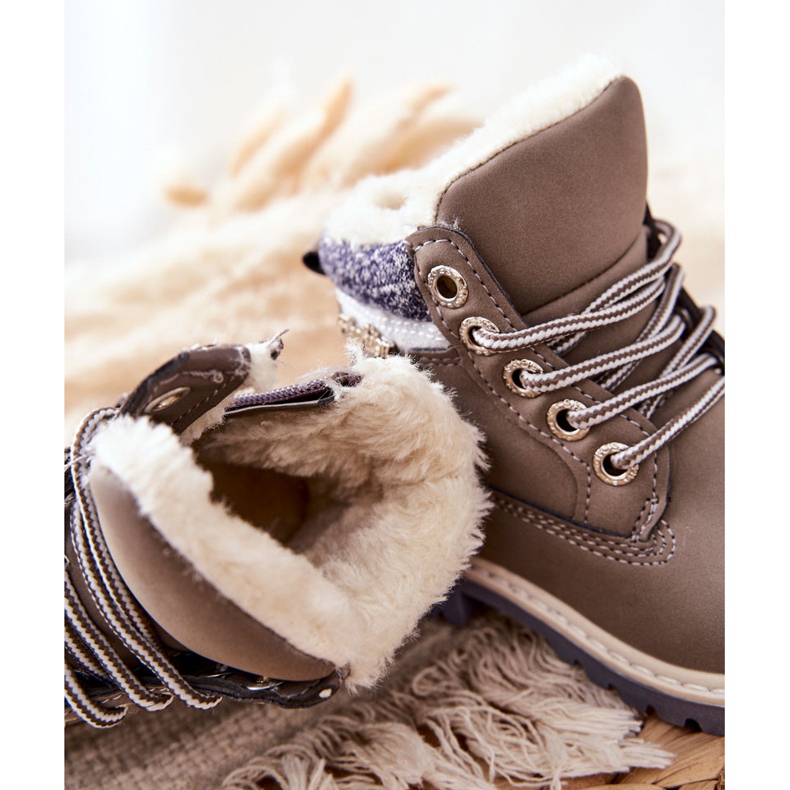 PH1 Children's Warm Trappers With Fur Gray Estee brown 1