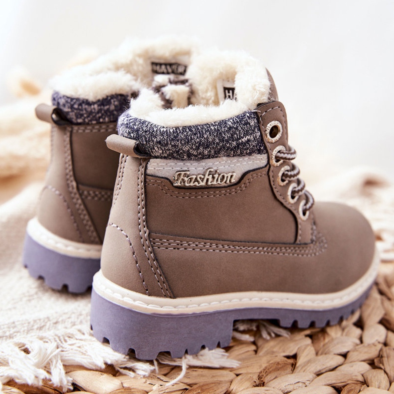 PH1 Children's Warm Trappers With Fur Gray Estee brown 2