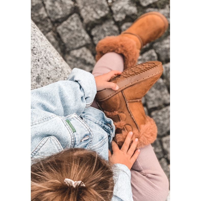 FR1 Children's Warm Boots With Bows D.Khaki Funky snow boots brown 1