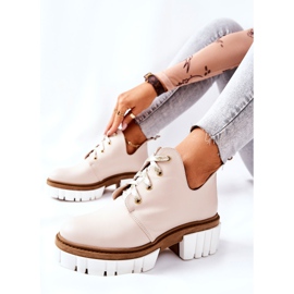 PA2 Leather Boots With A Cut Out Beige Kaxo 1