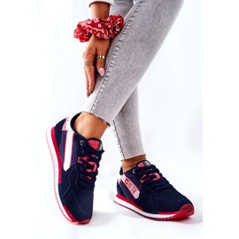 Leather sports shoes Big Star II274270 Navy blue white red 2