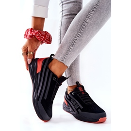 Leather Sport Shoes Big Star II274460 Black red 2