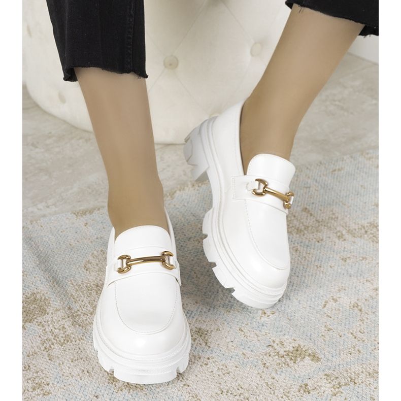 White moccasins on high Anouk soles 1