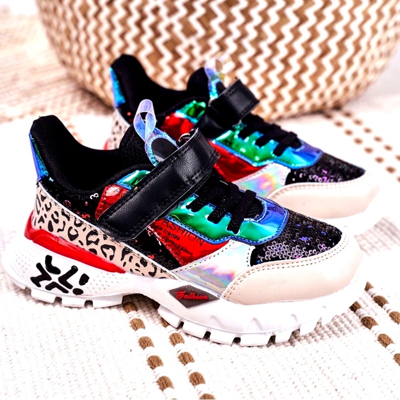 FRROCK Sport Children's Shoes With Velcro Black Be Happy beige red blue 4