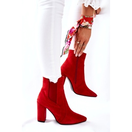 PG1 Women's Suede Boots On A Heel Red Kastren 3