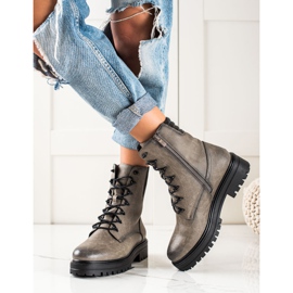 Sergio Leone Lace-up Workers Boots With Pattern grey 2