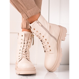 Sixth Sense Beige Boots Trappers Made of Eco Leather 1