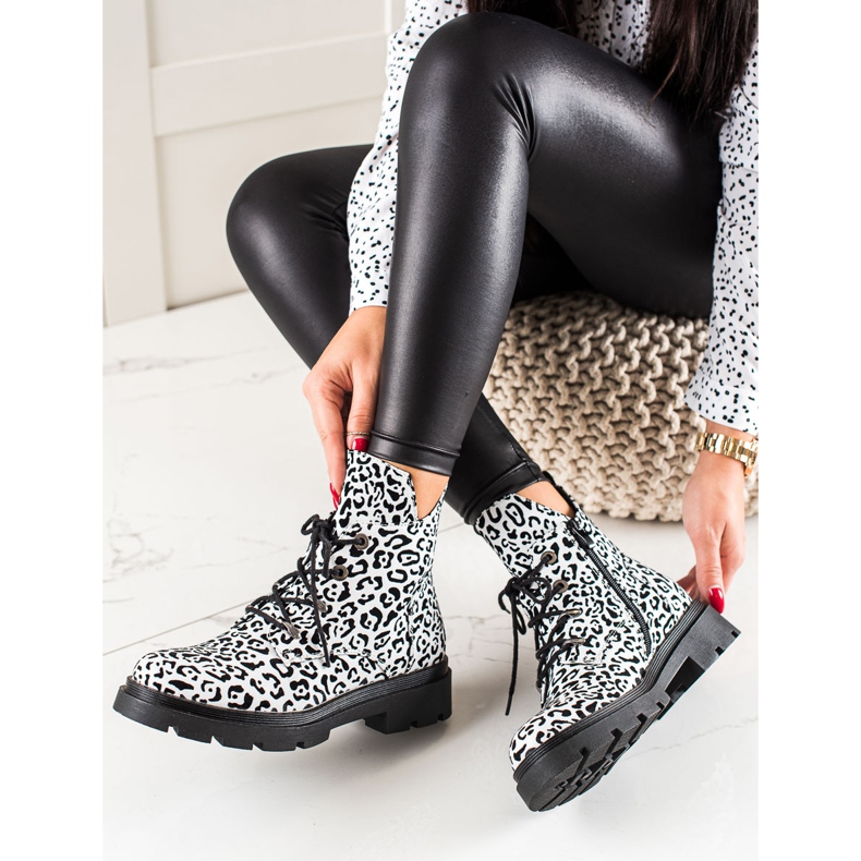 Filippo Lace-up boots with a pattern white black 1