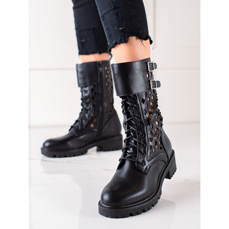 Sweet Shoes Fashionable Openwork Workers black 1