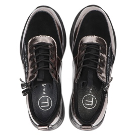 Filippo DP3149/21 BK GN leather sports sneakers, dark nickel black 3