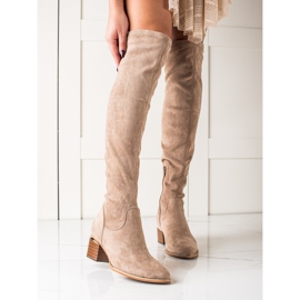 Evento Over-the-knee boots on the post beige 2